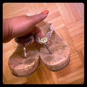 Tory Burch Suzy Python Thong Wedge Heel 9.5